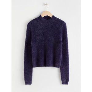 & Other Stories Fluffy Mockneck Wool Blend Sweater